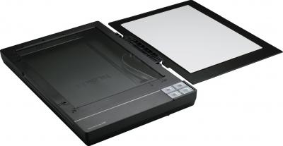 Планшетный сканер Epson Perfection V37 - общий вид (открытие крышки на 180° для сканирования толстых книг и журналов)