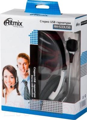 Наушники-гарнитура Ritmix RH-533 USB (серебристый)