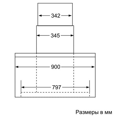 Вытяжка наклонная Siemens LC98KB540 - схема (фронтально)