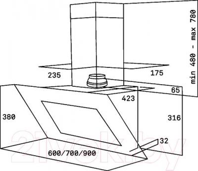 Вытяжка наклонная Teka DVT 680 W / 40483540