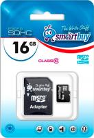 Карта памяти SmartBuy microSDHC (Class 10) 16 Гб + SD адаптер (SB16GBSDCL10-01) - 