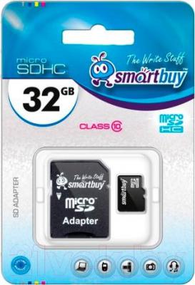 Карта памяти SmartBuy microSDHC (Class 10) 32GB + адаптер