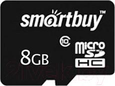Карта памяти SmartBuy microSDHC (Class 10) 8 Гб + SD адаптер (SB8GBSDCL10-01)