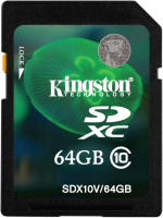 Карта памяти Kingston SDXC (Class 10) 64GB (SDX10V/64GB) - 
