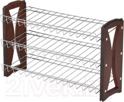 Полка для обуви Sheffilton SR-0606-3 (темный орех/хром)