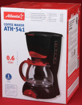 Капельная кофеварка Atlanta ATH-541 (черный/красный)