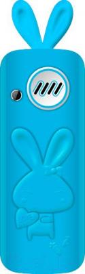 Мобильный телефон Maxvi J1 (синий) - вид сзади в чехле