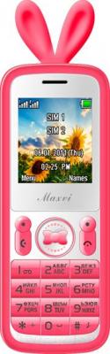 Мобильный телефон Maxvi J1 (розовый) - общий вид в чехле