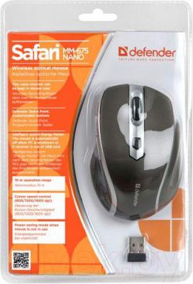 Мышь Defender Safari MM-675 Nano (коричневый) - упаковка