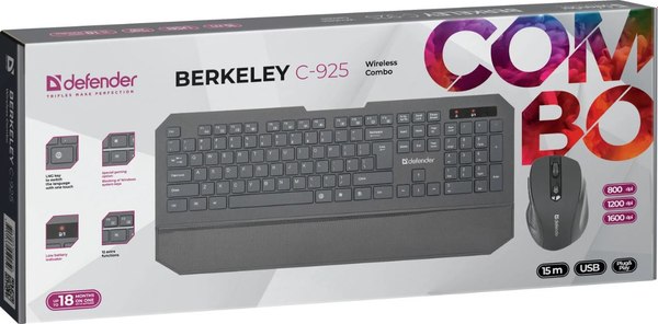 Комплект клавиатура и мышь Defender Berkeley C-925 Nano / 45925