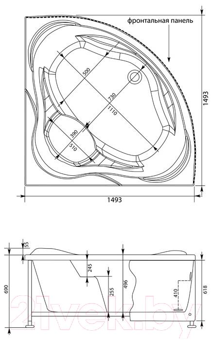 Ванна акриловая Aquanet Malta New 150x150