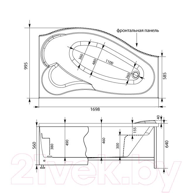 Ванна акриловая Aquanet Palma 170x90 R