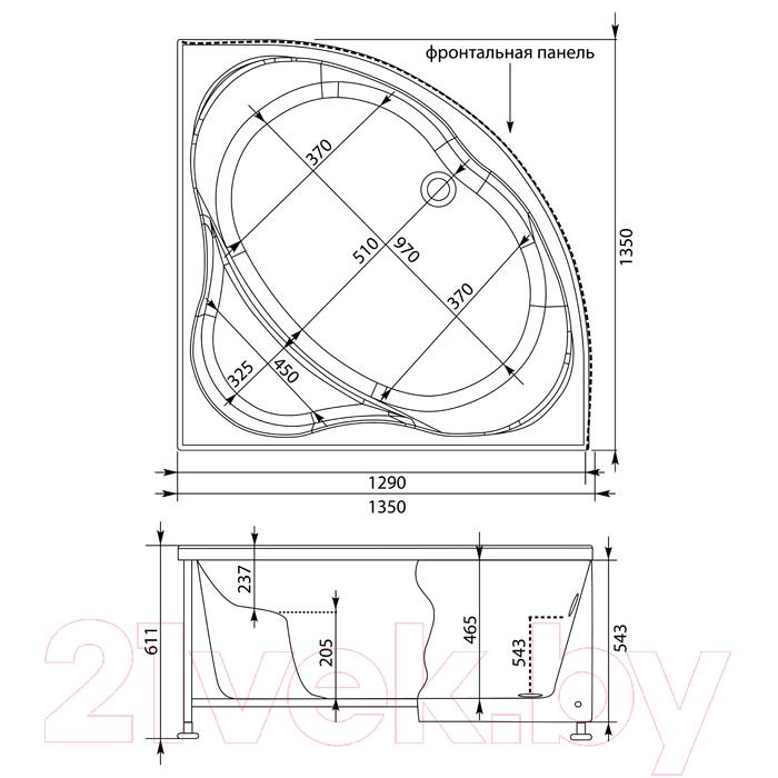 Ванна акриловая Aquanet Vitoria 130x130