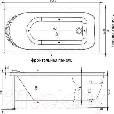 Ванна акриловая Aquanet West 160x70 Эко