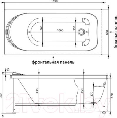 Ванна акриловая Aquanet West 170x70 Эко