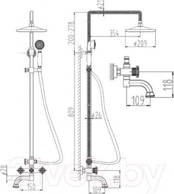 Душевая система ZORG Antic AZR 608 DS-1-12 BR