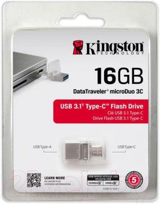 Usb flash накопитель Kingston DataTraveler microDuo 3C 16GB (DTDUO3C/16GB) - в упаковке
