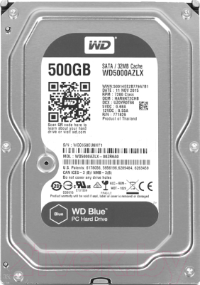 Жесткий диск Western Digital Blue 500GB (WD5000AZLX)