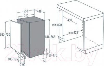 Посудомоечная машина Gorenje GDV530X - схема встраивания