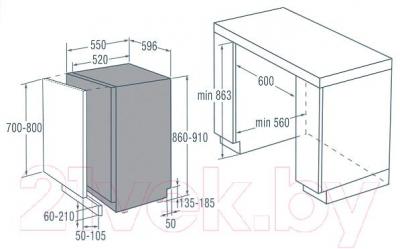 Посудомоечная машина Gorenje GDV630X - схема встраивания