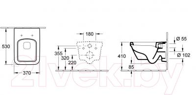 Унитаз подвесной Villeroy & Boch Architectura 5685-H1-01 - габаритные размеры