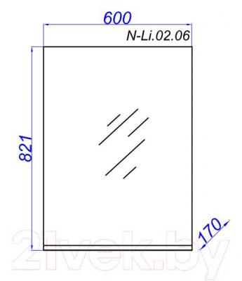 Зеркало Aqwella Н-Лайн 65 / N-Li.02.06 - технический чертеж