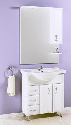 Шкаф с зеркалом для ванной Aqwella Харизма 80 / Kh.02.08 - в интерьере с тумбой под умывальник