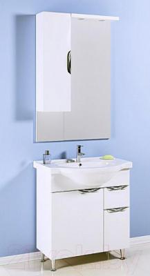 Шкаф с зеркалом для ванной Aqwella Эколайн 75 / Eco-L.02.07 - в интерьере с тумбой под умывальник