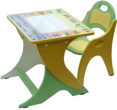 Комплект мебели с детским столом Tech Kids Буквы-цифры 14-337 (фисташковый и желтый) - общий вид