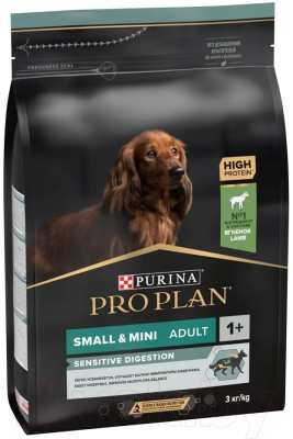 Сухой корм для собак Pro Plan Adult Small & Mini Sensitive Digestion с ягненком и рисом (3кг)
