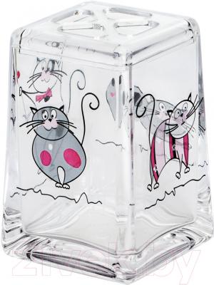 Стакан для зубной щетки и пасты Tatkraft Acryl Funny Cats 12967