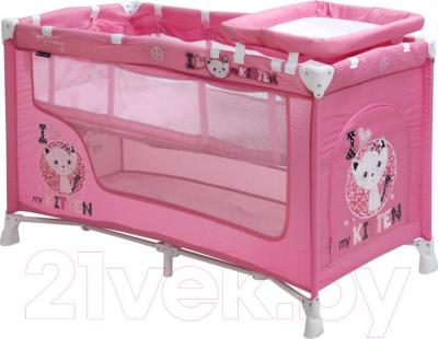 Кровать-манеж Lorelli Nanny 2 Pink Kitten (10080191612)
