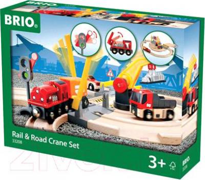 Железная дорога игрушечная Brio Rail & Road Crane Set 33208