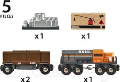 Элемент железной дороги Brio Товарный поезд с вагонами 33567