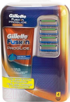 Набор для бритья Gillette Fusion ProGlide Power  (4 кассеты + гель для бритья)