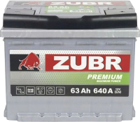 Автомобильный аккумулятор Zubr Premium  R+ (63 А/ч) - 