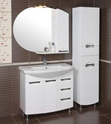 Шкаф с зеркалом для ванной Аква Родос Глория 95 L ZGLP95 / АР0002087