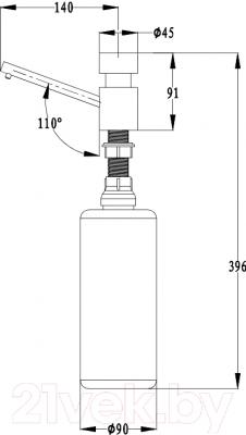 Дозатор встраиваемый в мойку Ewigstein 003 (крем) - технический чертеж