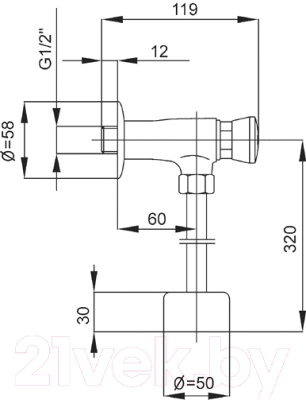 Смывной кран для писсуара Armatura 183-000-00