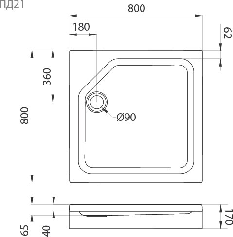 Купить Душевой поддон Triton Квадратный 80x80 в Борисове