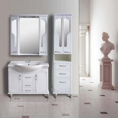 Шкаф с зеркалом для ванной Atoll Барселона 195 (белый глянец) - в интерьере