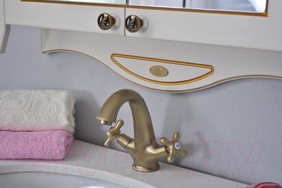 Шкаф с зеркалом для ванной Atoll Ривьера (золото)