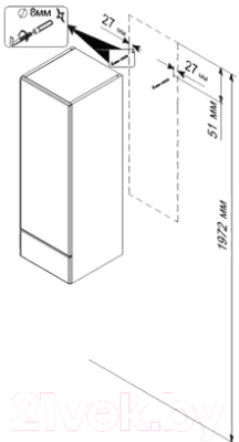 Шкаф-полупенал для ванной Triton Диана 30 (002.12.0300.201.01.01.R)