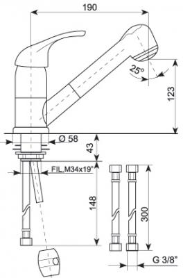 Смеситель Gran-Stone GS-6003 (светло-розовый) - схема