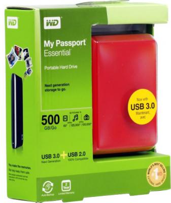 Внешний жесткий диск Western Digital My Passport Essential 500 Gb (WDBADB5000ARD) - в коробке