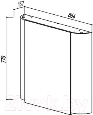 Шкаф с зеркалом для ванной Belux Рото В90 (белый) - размеры