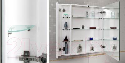 Шкаф с зеркалом для ванной Belux Рото В90 (белый) - внутри полки с подсветкой