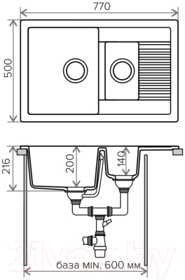 Мойка кухонная Polygran F-21 (черный)