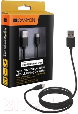 Кабель Canyon USB-Lightning MFI MFI-1 / CNS-MFICAB01B - Canyon CNS-MFICAB01B