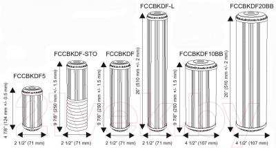 Картридж для фильтра Aquafilter KDF FCCBKDF-STO (с активированным углем) - размеры картриджей